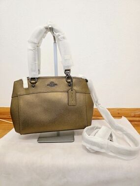 COACH Metallic Crossgrain Mini Brooke Carryall In QB/Metallic Fern